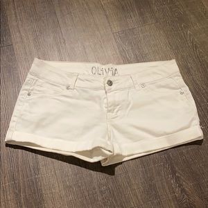 White Mid-Rise Juniors Jean Shorts from dELiA*s